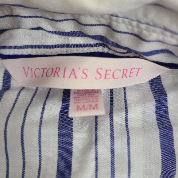 Victoria's Secret Striped Long Sleeve Pajama Top Button Front Women's Size Med - Picture 2 of 8
